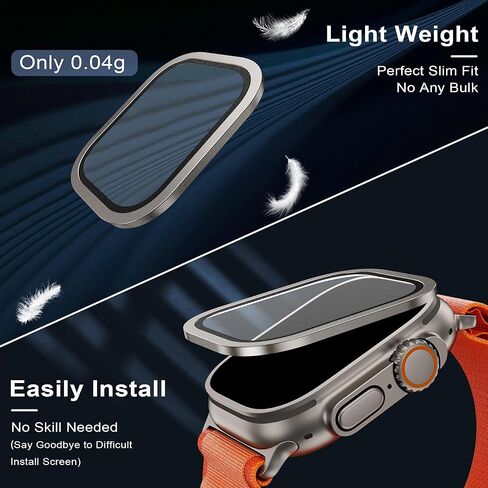 واقي شاشة WSKEN غير لامع لساعة Apple Watch Ultra 2/Ultra 49 مم، زجاج مقسى 9H + إطار من سبائك التيتانيوم، [مضاد للوهج] [حافظ على الأصل] طبقة حماية غير لامعة خفيفة الوزن iWatch 2 Pack، أصلي in Kuwait