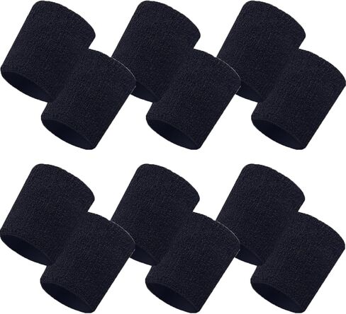 عصابات المعصم ماصة، 12 حزمة من عصابات المعصم القطنية الرياضية الماصة للرطوبة للرجال والنساء للتنس وكرة السلة والجري وصالة الألعاب الرياضية والتمرين in Kuwait