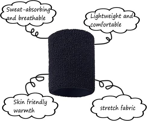 عصابات المعصم ماصة، 12 حزمة من عصابات المعصم القطنية الرياضية الماصة للرطوبة للرجال والنساء للتنس وكرة السلة والجري وصالة الألعاب الرياضية والتمرين in Kuwait