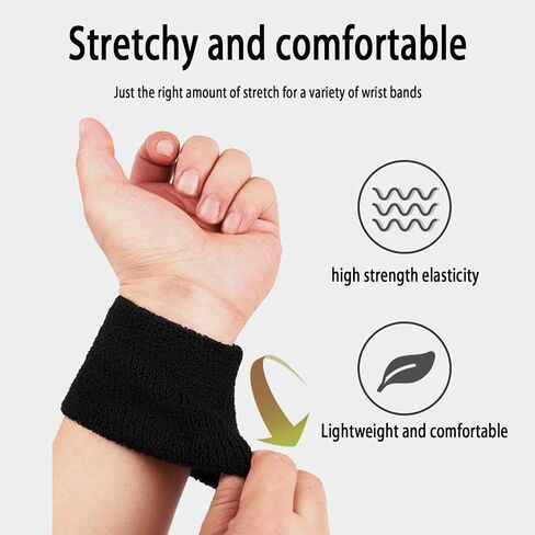 عصابات المعصم ماصة، 12 حزمة من عصابات المعصم القطنية الرياضية الماصة للرطوبة للرجال والنساء للتنس وكرة السلة والجري وصالة الألعاب الرياضية والتمرين in Kuwait