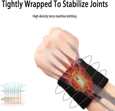 عصابات المعصم ماصة، 12 حزمة من عصابات المعصم القطنية الرياضية الماصة للرطوبة للرجال والنساء للتنس وكرة السلة والجري وصالة الألعاب الرياضية والتمرين in Kuwait