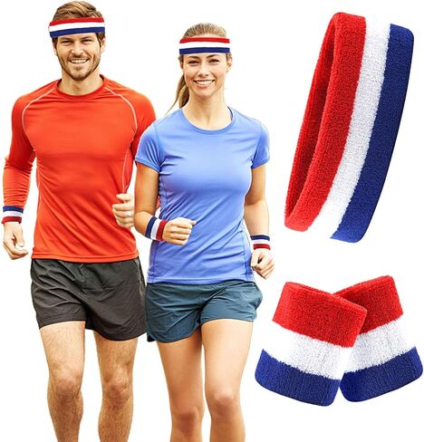 Sweatband Headbands for Men & Women Wristband Set Moisture Wicking Sports Hairband Athletic Towel Headbands Cotton Head Sweat Bands in Saudi Arabia
