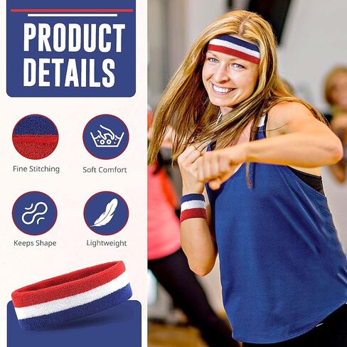 Sweatband Headbands for Men & Women Wristband Set Moisture Wicking Sports Hairband Athletic Towel Headbands Cotton Head Sweat Bands in Saudi Arabia