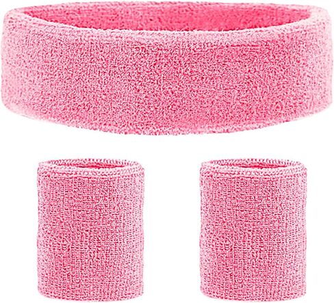 Sweatband Headbands for Men & Women Wristband Set Moisture Wicking Sports Hairband Athletic Towel Headbands Cotton Head Sweat Bands in Saudi Arabia