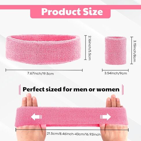 Sweatband Headbands for Men & Women Wristband Set Moisture Wicking Sports Hairband Athletic Towel Headbands Cotton Head Sweat Bands in Saudi Arabia