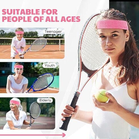Sweatband Headbands for Men & Women Wristband Set Moisture Wicking Sports Hairband Athletic Towel Headbands Cotton Head Sweat Bands in Saudi Arabia