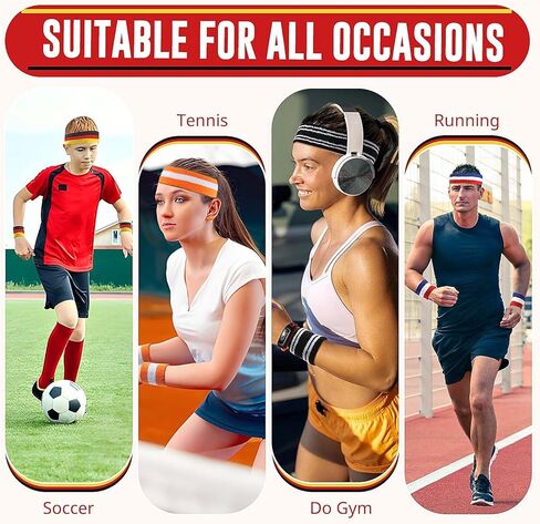 عصابات الرأس للرجال والنساء مجموعة معصمه للرطوبة فتل الرياضة رباط شعر رياضي منشفة عصابات رأس القطن العصابات العرق in Kuwait