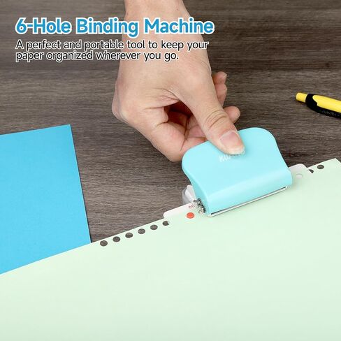 آلة تجليد صغيرة ذات 6 فتحات، آلة تجليد يدوية، آلة تجليد الكتب ذات السرج، آلة تجليد لفائف للمكتب المنزلي، ثقب 5 أوراق، لـ A4 30 فتحة B5 26 فتحة A5 20 فتحة in Kuwait