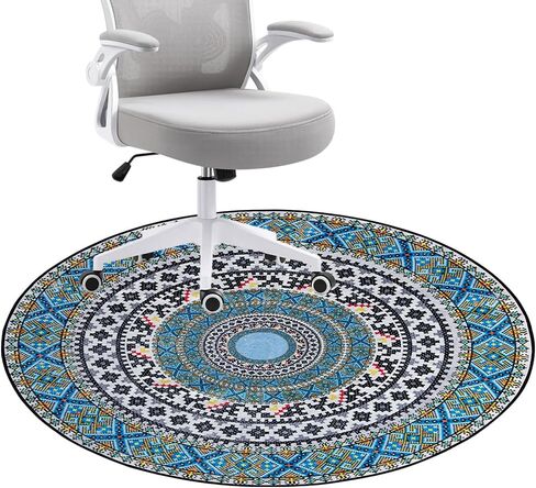 Office Chair Mat for Carpet and Hardwood Floor Gaming Chair Mat Round Rug 47 Inch Carpet Protector Desk Chair Mat for Rolling Chair Floor Mat Anti Slip for Home Office Office Room (Multi-01) in Kuwait