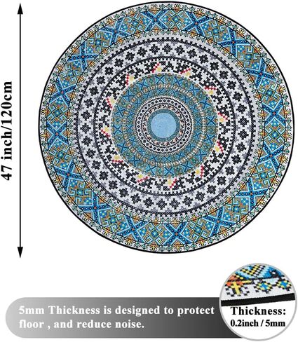 Office Chair Mat for Carpet and Hardwood Floor Gaming Chair Mat Round Rug 47 Inch Carpet Protector Desk Chair Mat for Rolling Chair Floor Mat Anti Slip for Home Office Office Room (Multi-01) in Kuwait