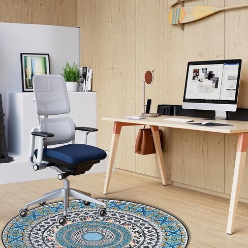 Office Chair Mat for Carpet and Hardwood Floor Gaming Chair Mat Round Rug 47 Inch Carpet Protector Desk Chair Mat for Rolling Chair Floor Mat Anti Slip for Home Office Office Room (Multi-01) in Kuwait