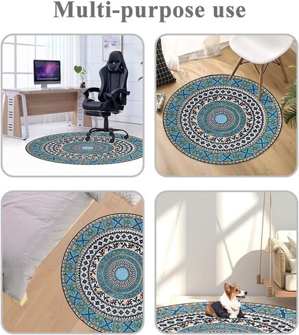 Office Chair Mat for Carpet and Hardwood Floor Gaming Chair Mat Round Rug 47 Inch Carpet Protector Desk Chair Mat for Rolling Chair Floor Mat Anti Slip for Home Office Office Room (Multi-01) in Kuwait
