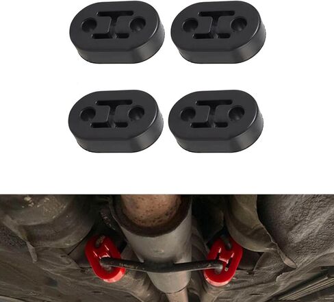 4 PCS Car Exhaust Pipe Support Bracket, Rubber Dual-hole Exhaust System Muffler Suspension Ring Lifting Lugs, Accessories to Keep Chassis Quiet Stable, for Many Types of Vehicles (Black) in Saudi Arabia