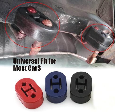 4 PCS Car Exhaust Pipe Support Bracket, Rubber Dual-hole Exhaust System Muffler Suspension Ring Lifting Lugs, Accessories to Keep Chassis Quiet Stable, for Many Types of Vehicles (Black) in Saudi Arabia