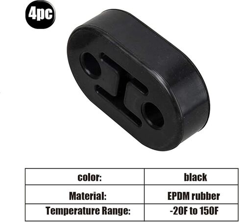 4 PCS Car Exhaust Pipe Support Bracket, Rubber Dual-hole Exhaust System Muffler Suspension Ring Lifting Lugs, Accessories to Keep Chassis Quiet Stable, for Many Types of Vehicles (Black) in Saudi Arabia