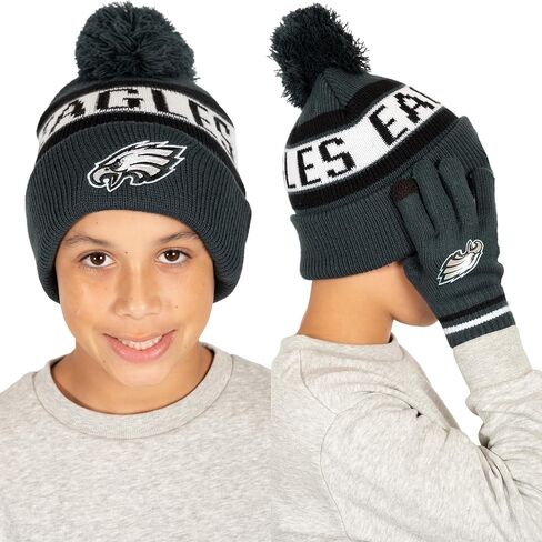Ultra Game NFL Boys Girls Super Soft Winter Beanie Knit Hat with Extra Warm Touch Screen Gloves in Saudi Arabia