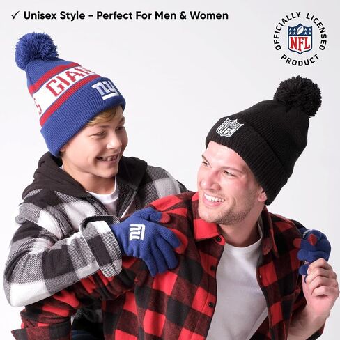 Ultra Game NFL Boys Girls Super Soft Winter Beanie Knit Hat with Extra Warm Touch Screen Gloves in Saudi Arabia