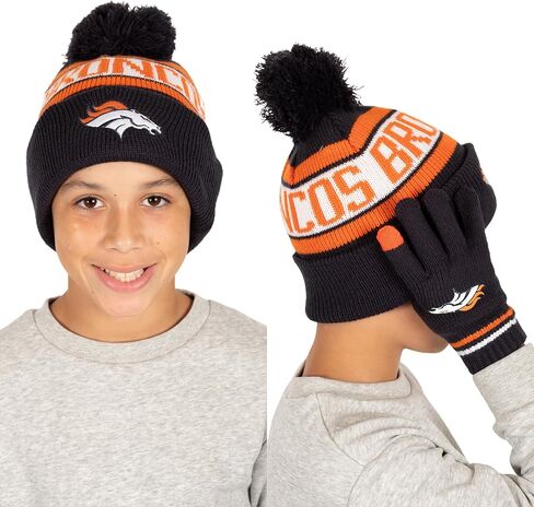 Ultra Game NFL Boys Girls Super Soft Winter Beanie Knit Hat with Extra Warm Touch Screen Gloves in Saudi Arabia