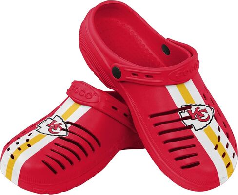 FOCO Kansas City Chiefs NFL Mens Team Stripe Clog with Strap - XL in Saudi Arabia