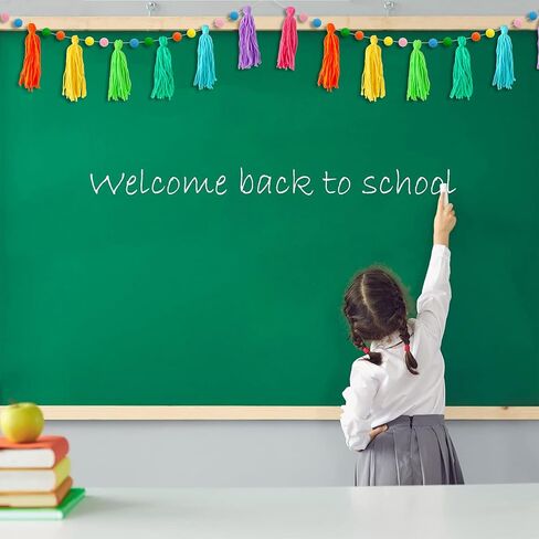 3 Pcs Colorful Rainbow Boho Tassel Garland Pom Pom Classroom Banner Decorative Wall for Thanksgiving Christmas Baby Show Birthday Party Bedroom Kids Nursery Decor Photography Prop in Kuwait