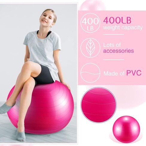 Junkin 12 Pcs Yoga Balls Bulk Large Exercise Ball 24.6 Inch Pilates Ball Exercise Equipment Heavy Duty Stability Ball Chair with Pump for Physical Balance Fitness Gym Stretching in Kuwait