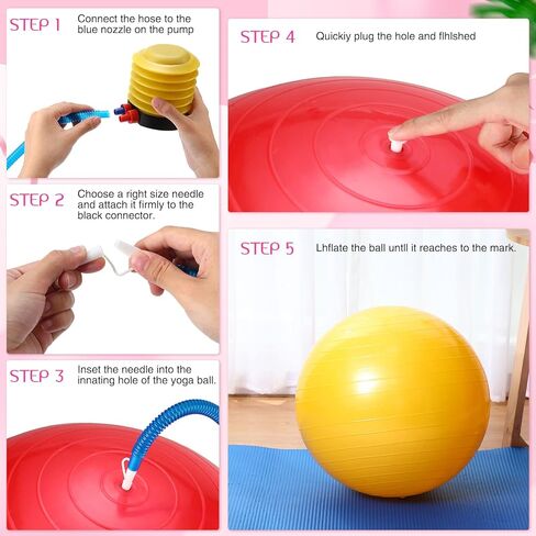 Junkin 12 Pcs Yoga Balls Bulk Large Exercise Ball 24.6 Inch Pilates Ball Exercise Equipment Heavy Duty Stability Ball Chair with Pump for Physical Balance Fitness Gym Stretching in Kuwait