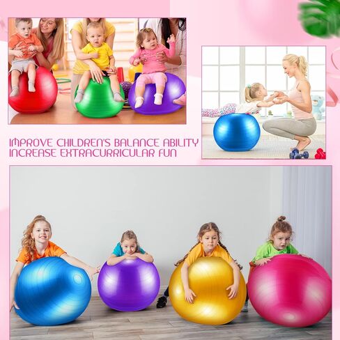 Junkin 12 Pcs Yoga Balls Bulk Large Exercise Ball 24.6 Inch Pilates Ball Exercise Equipment Heavy Duty Stability Ball Chair with Pump for Physical Balance Fitness Gym Stretching in Kuwait