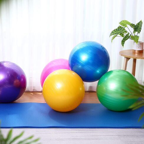 Junkin 12 Pcs Yoga Balls Bulk Large Exercise Ball 24.6 Inch Pilates Ball Exercise Equipment Heavy Duty Stability Ball Chair with Pump for Physical Balance Fitness Gym Stretching in Kuwait