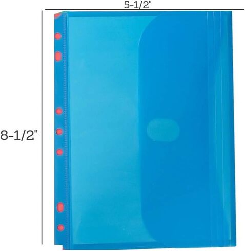 1InTheOffice Mini Binder Pockets 8.5 x 5.5, A5 Small Binder Envelopes, Side Loading, Assorted Colors, (5 Pack) in Saudi Arabia