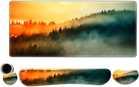 Large Mouse Pad and Keyboard Wrist Rest, Desk Pad for Keyboard and Mouse, Gaming Mousepad with Wrist Support, Non-Slip Desk Mat for Home Office, Black Butterfly Flower in Kuwait