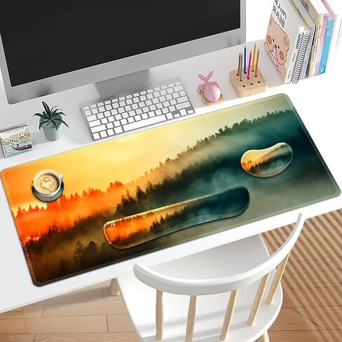 Large Mouse Pad and Keyboard Wrist Rest, Desk Pad for Keyboard and Mouse, Gaming Mousepad with Wrist Support, Non-Slip Desk Mat for Home Office, Black Butterfly Flower in Kuwait
