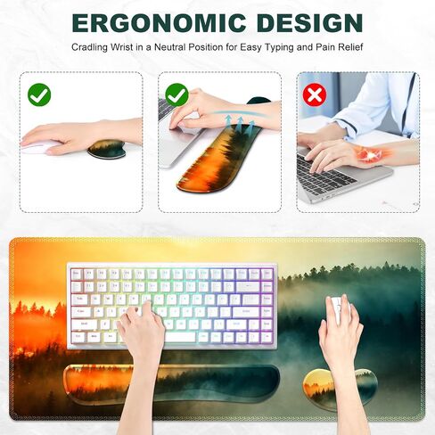 Large Mouse Pad and Keyboard Wrist Rest, Desk Pad for Keyboard and Mouse, Gaming Mousepad with Wrist Support, Non-Slip Desk Mat for Home Office, Black Butterfly Flower in Kuwait
