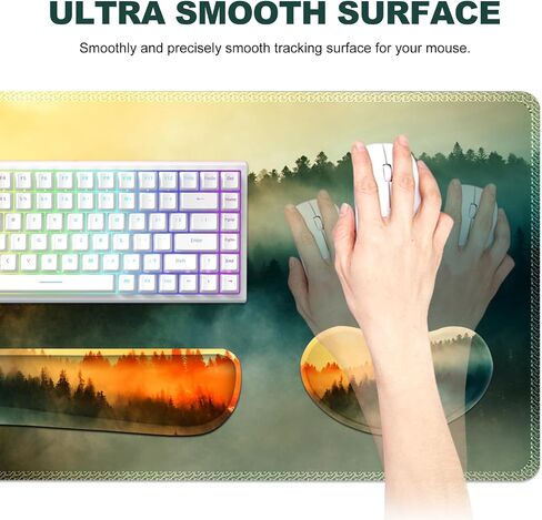 Large Mouse Pad and Keyboard Wrist Rest, Desk Pad for Keyboard and Mouse, Gaming Mousepad with Wrist Support, Non-Slip Desk Mat for Home Office, Black Butterfly Flower in Kuwait
