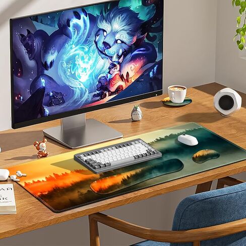 Large Mouse Pad and Keyboard Wrist Rest, Desk Pad for Keyboard and Mouse, Gaming Mousepad with Wrist Support, Non-Slip Desk Mat for Home Office, Black Butterfly Flower in Kuwait