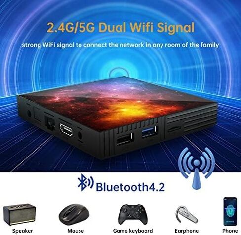 Android TV Box 4GB RAM 128GB ROM تمت ترقيته W2 Mali-G31 2.4G/5G Dual WiFi Bluetooth 4.2، مشغل الوسائط يدعم مقاطع الفيديو ثلاثية الأبعاد 4K UHD Android 12.0 USB 2.0 مع لوحة مفاتيح صغيرة بإضاءة خلفية لاسلكية in Kuwait