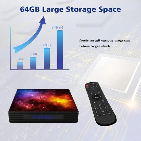 Android TV Box 4GB RAM 128GB ROM تمت ترقيته W2 Mali-G31 2.4G/5G Dual WiFi Bluetooth 4.2، مشغل الوسائط يدعم مقاطع الفيديو ثلاثية الأبعاد 4K UHD Android 12.0 USB 2.0 مع لوحة مفاتيح صغيرة بإضاءة خلفية لاسلكية in Kuwait
