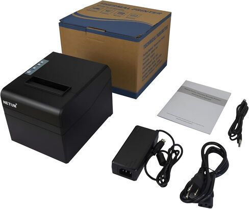 NETUM طابعة إيصالات حرارية 80 مم، طابعة واي فاي POS مع قاطع تلقائي، منفذ USB إيثرنت تسلسلي LAN يدعم درج النقود ESC/POS in Kuwait