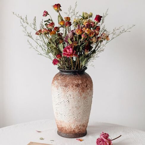 Rustic Farmhouse Vase,Vintage Vase Large Ceramic Flower Vase,Retro Vase Terracotta Vase for Home Decor,Tall Ceramic Vase Suitable for Living Room,Bedroom,Bookshelf,Mantel,Office,Dining Room Decoration in Saudi Arabia