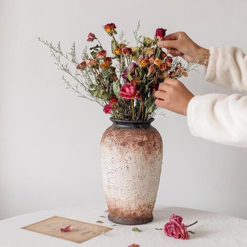 Rustic Farmhouse Vase,Vintage Vase Large Ceramic Flower Vase,Retro Vase Terracotta Vase for Home Decor,Tall Ceramic Vase Suitable for Living Room,Bedroom,Bookshelf,Mantel,Office,Dining Room Decoration in Saudi Arabia