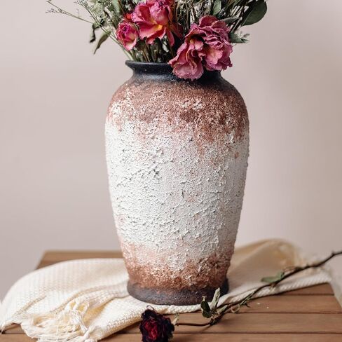 Rustic Farmhouse Vase,Vintage Vase Large Ceramic Flower Vase,Retro Vase Terracotta Vase for Home Decor,Tall Ceramic Vase Suitable for Living Room,Bedroom,Bookshelf,Mantel,Office,Dining Room Decoration in Saudi Arabia
