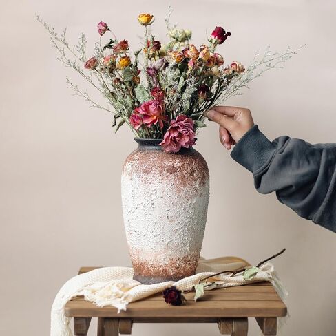 Rustic Farmhouse Vase,Vintage Vase Large Ceramic Flower Vase,Retro Vase Terracotta Vase for Home Decor,Tall Ceramic Vase Suitable for Living Room,Bedroom,Bookshelf,Mantel,Office,Dining Room Decoration in Saudi Arabia