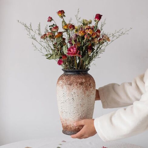 Rustic Farmhouse Vase,Vintage Vase Large Ceramic Flower Vase,Retro Vase Terracotta Vase for Home Decor,Tall Ceramic Vase Suitable for Living Room,Bedroom,Bookshelf,Mantel,Office,Dining Room Decoration in Saudi Arabia