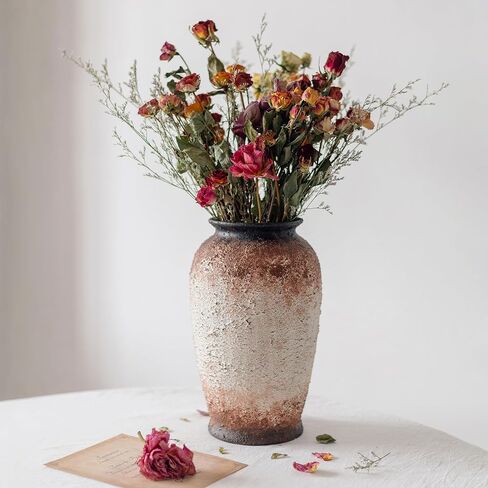 Rustic Farmhouse Vase,Vintage Vase Large Ceramic Flower Vase,Retro Vase Terracotta Vase for Home Decor,Tall Ceramic Vase Suitable for Living Room,Bedroom,Bookshelf,Mantel,Office,Dining Room Decoration in Saudi Arabia