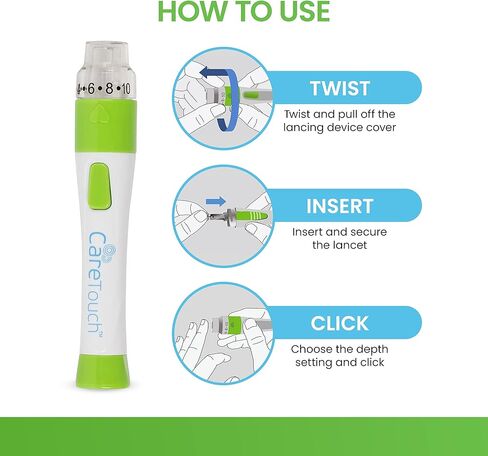 جهاز وخز مايكروليت مع كير تاتش 100 وخز علوي ملتوي متعدد الألوان 30 قياس in Kuwait