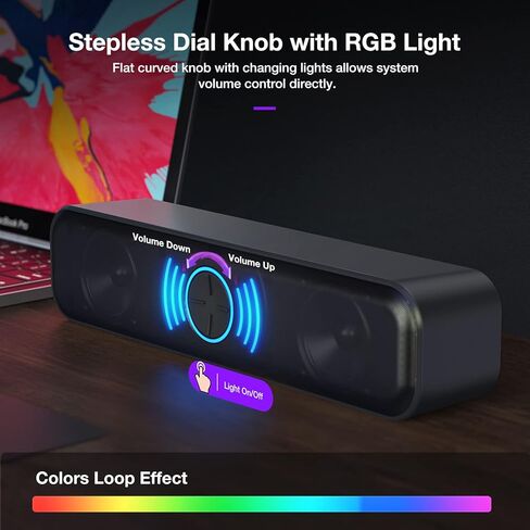 مكبر صوت USB للكمبيوتر مع مقبض ستبليس، ستيريو مزدوج 5 وات، فتحات تعزيز الجهير، تحويل ضوء RGB. مكبر صوت للألعاب Plug-n-Play لسطح المكتب مع توافق كامل، مكبر صوت للكمبيوتر المحمول للكمبيوتر المحمول in Kuwait