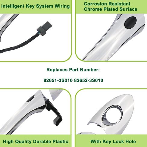 Exterior Door Handle Front Left Driver Side with Keyhole Smart Entry Keyless Compatible with 2011-2015 Hyundai Sonata Hybrid Replaces 82651-3S210 82652-3S010 in Kuwait