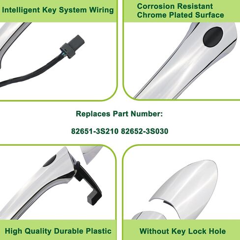 Exterior Door Handle Front Left Driver Side with Keyhole Smart Entry Keyless Compatible with 2011-2015 Hyundai Sonata Hybrid Replaces 82651-3S210 82652-3S010 in Kuwait