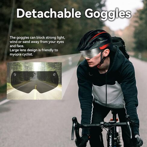 خوذة دراجة للبالغين من EASTINEAR مع خوذة دراجة مغناطيسية مع ضوء LED قابل لإعادة الشحن عبر USB للرجال والنساء خوذة ركوب الدراجات مع واقي شمس قابل للإزالة وحجم قابل للتعديل in Kuwait