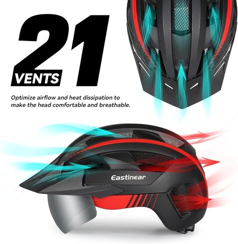 خوذة دراجة للبالغين من EASTINEAR مع خوذة دراجة مغناطيسية مع ضوء LED قابل لإعادة الشحن عبر USB للرجال والنساء خوذة ركوب الدراجات مع واقي شمس قابل للإزالة وحجم قابل للتعديل in Kuwait