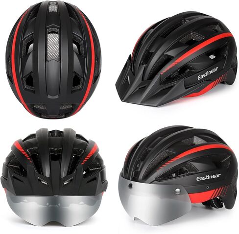خوذة دراجة للبالغين من EASTINEAR مع خوذة دراجة مغناطيسية مع ضوء LED قابل لإعادة الشحن عبر USB للرجال والنساء خوذة ركوب الدراجات مع واقي شمس قابل للإزالة وحجم قابل للتعديل in Kuwait